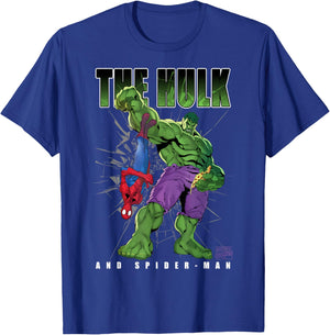 Marvel Comics Hulk and Spider-Man Pizza Smash Duo T-Shirt - T-Shirt | Royal