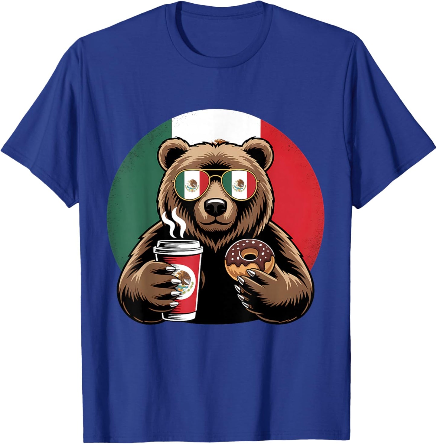 Mexico Flag Bear Mexican Pride Mexican Roots Mexican Flag T-Shirt - T-Shirt | Royal