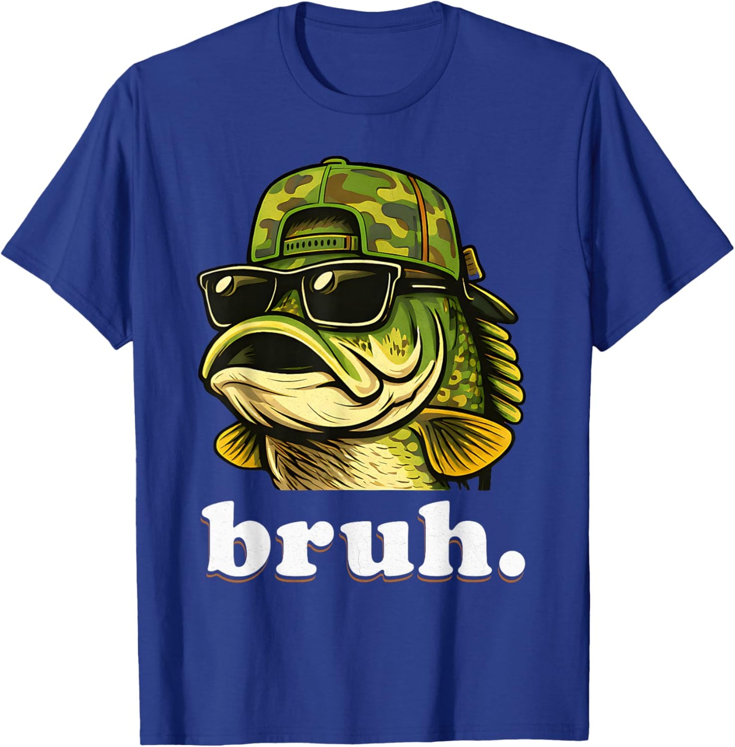 Bruh Fishing Camo Bass Fish Funny Boys Kids Camouflage T-Shirt - T-Shirt | Royal