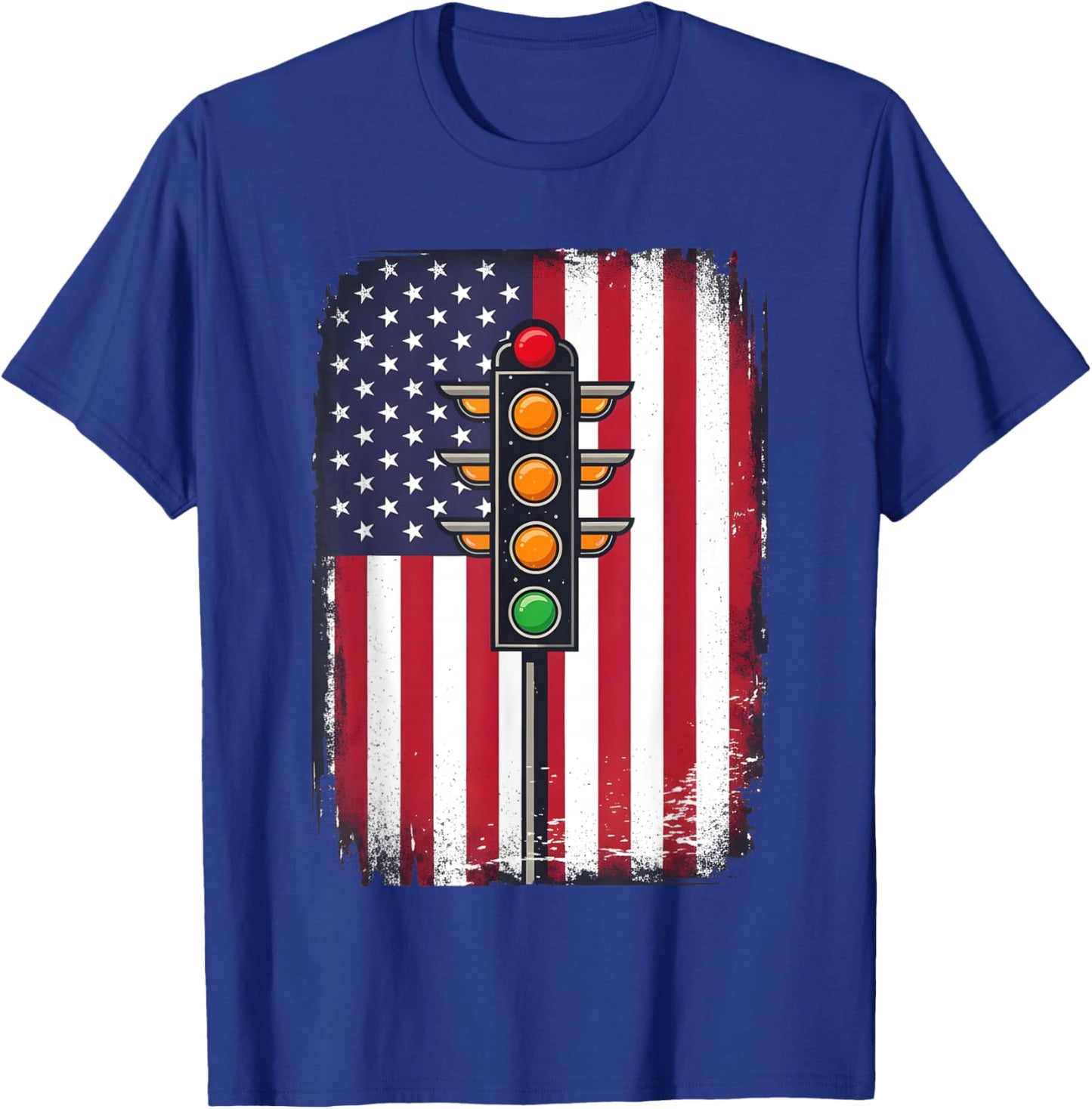 Drag Racing Retro Vintage American Flag Funny Drag Race Men T-Shirt - T-Shirt | Royal