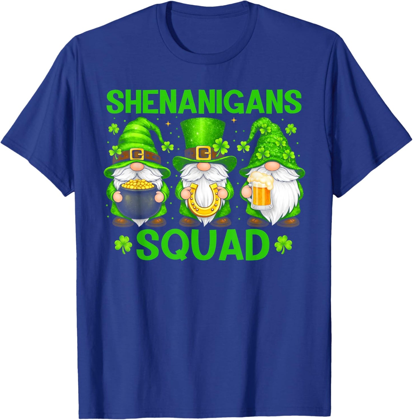 Shenanigans Squad Funny St Patrick's Day Gnome Shamrock T-Shirt - T-Shirt | Royal
