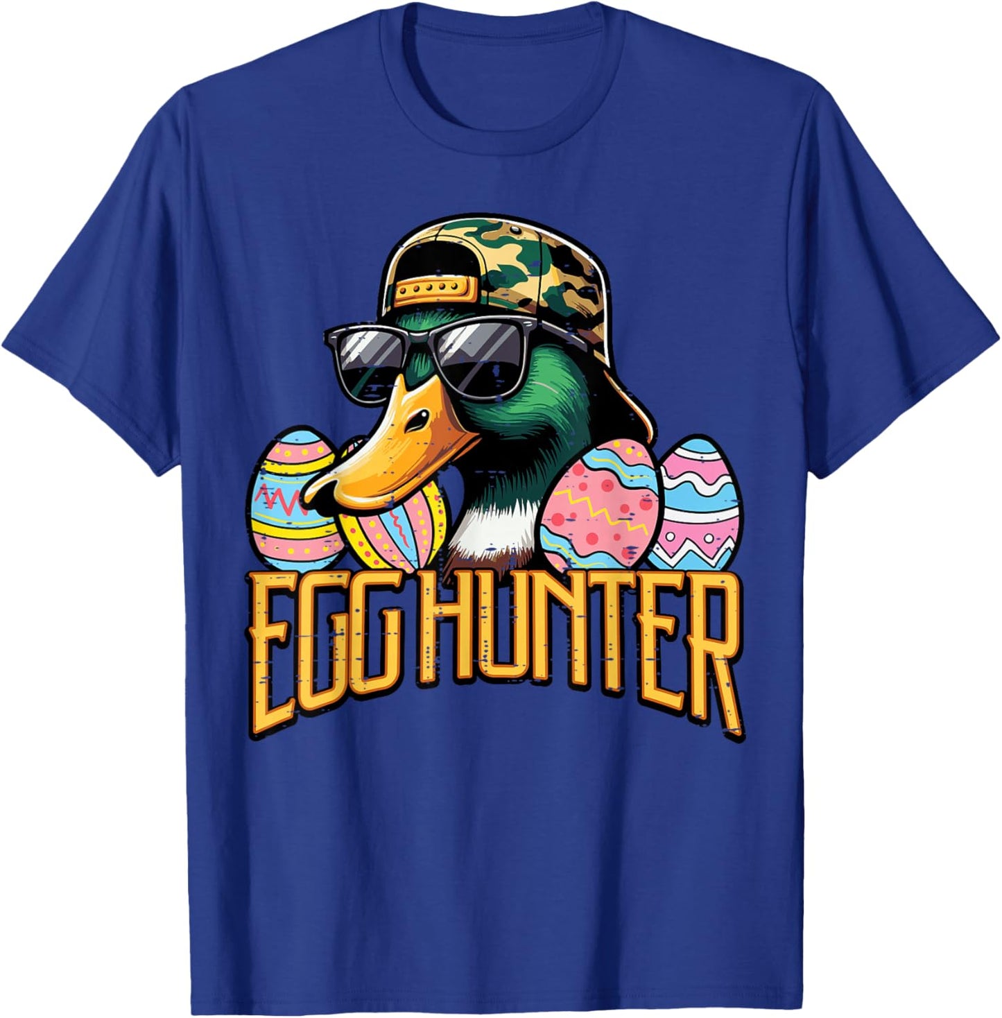 Easter Duck Face Camo Cap Egg Hunter Hunting Boys Kids Youth T-Shirt - T-Shirt | Royal