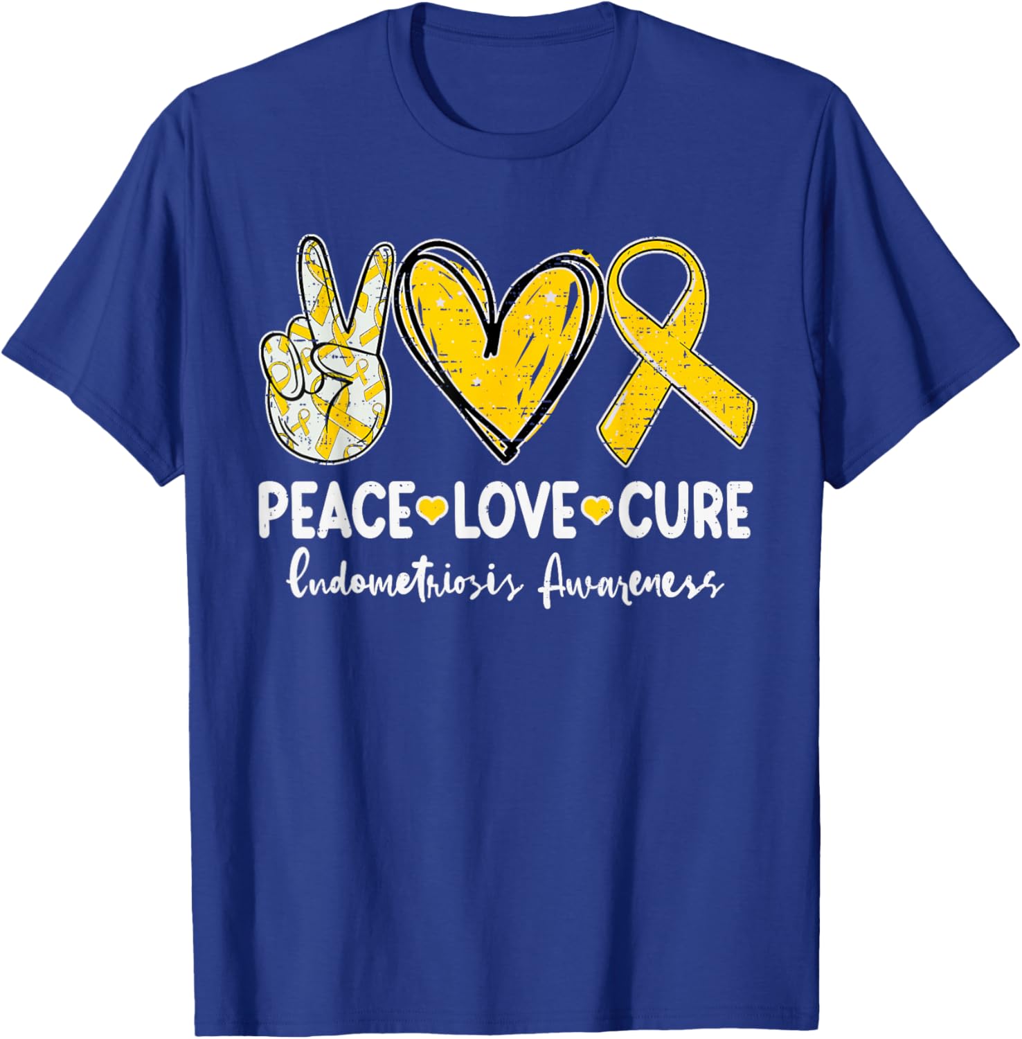 Peace Love Cure Endometriosis Awareness Endo Support T-Shirt - T-Shirt | Royal