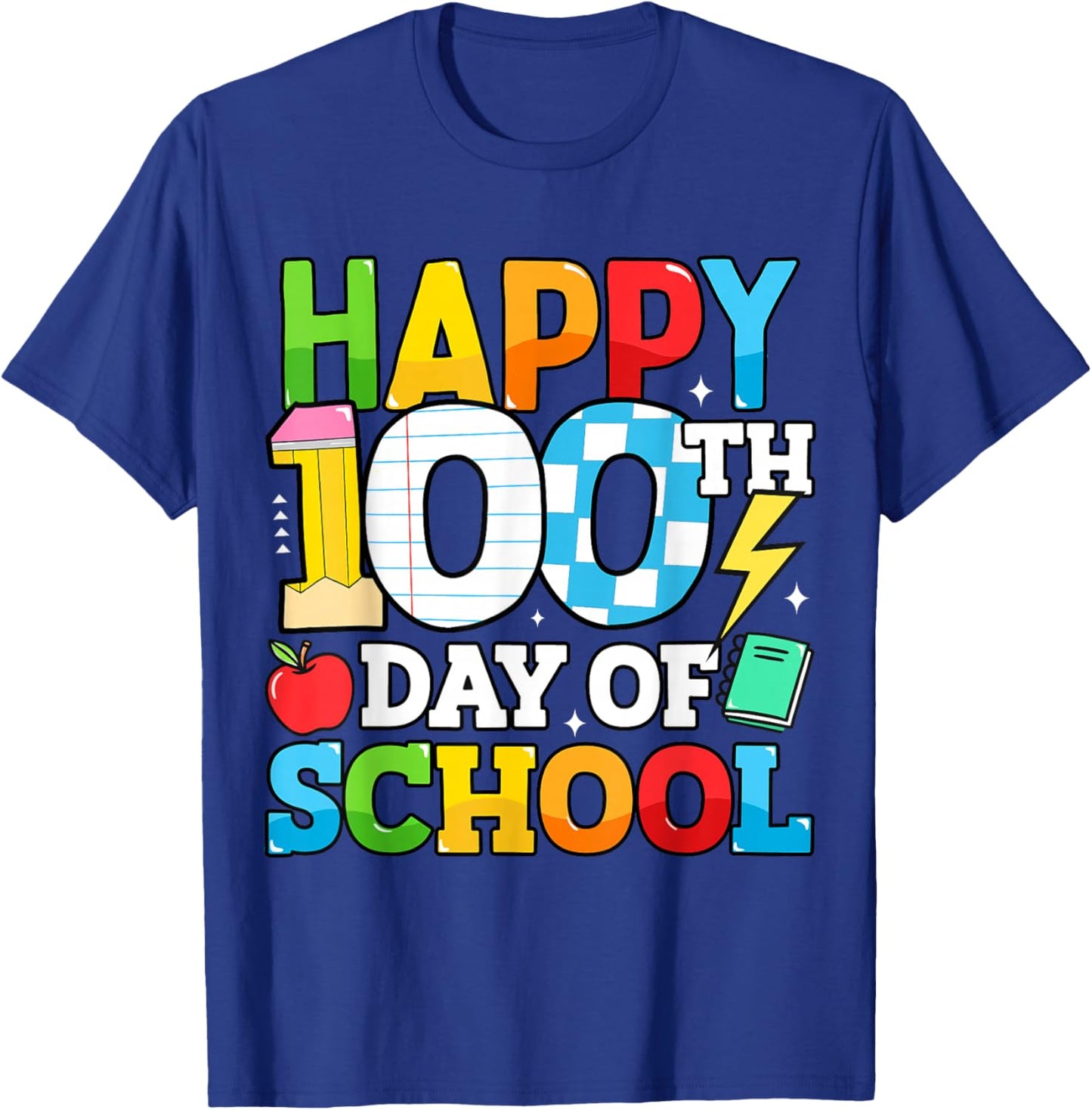 Happy 100 Days of School Teacher 100th Day of School Kids T-Shirt - T-Shirt | Royal