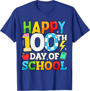 Happy 100 Days of School Teacher 100th Day of School Kids T-Shirt - T-Shirt | Royal