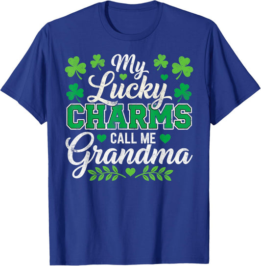 St.Patrick’s Day My Lucky Charms Call me Grandma Shamrock T-Shirt - T-Shirt | Royal