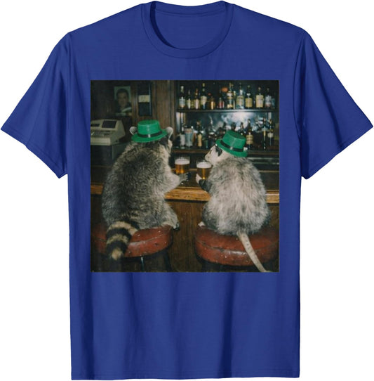 Raccoon Opossum Shenanigans Squad St Patrick’s Day Beer Bar T-Shirt - T-Shirt | Royal