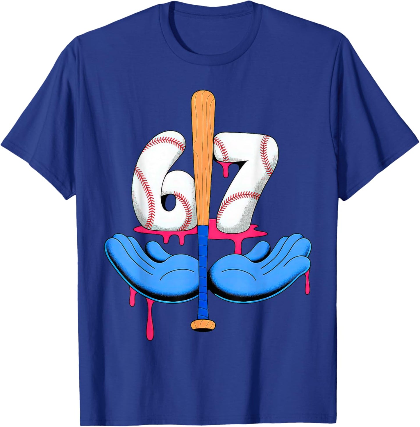 Baseball 67 Six Seven Gen Alpha Meme Drip T-Shirt - T-Shirt | Royal
