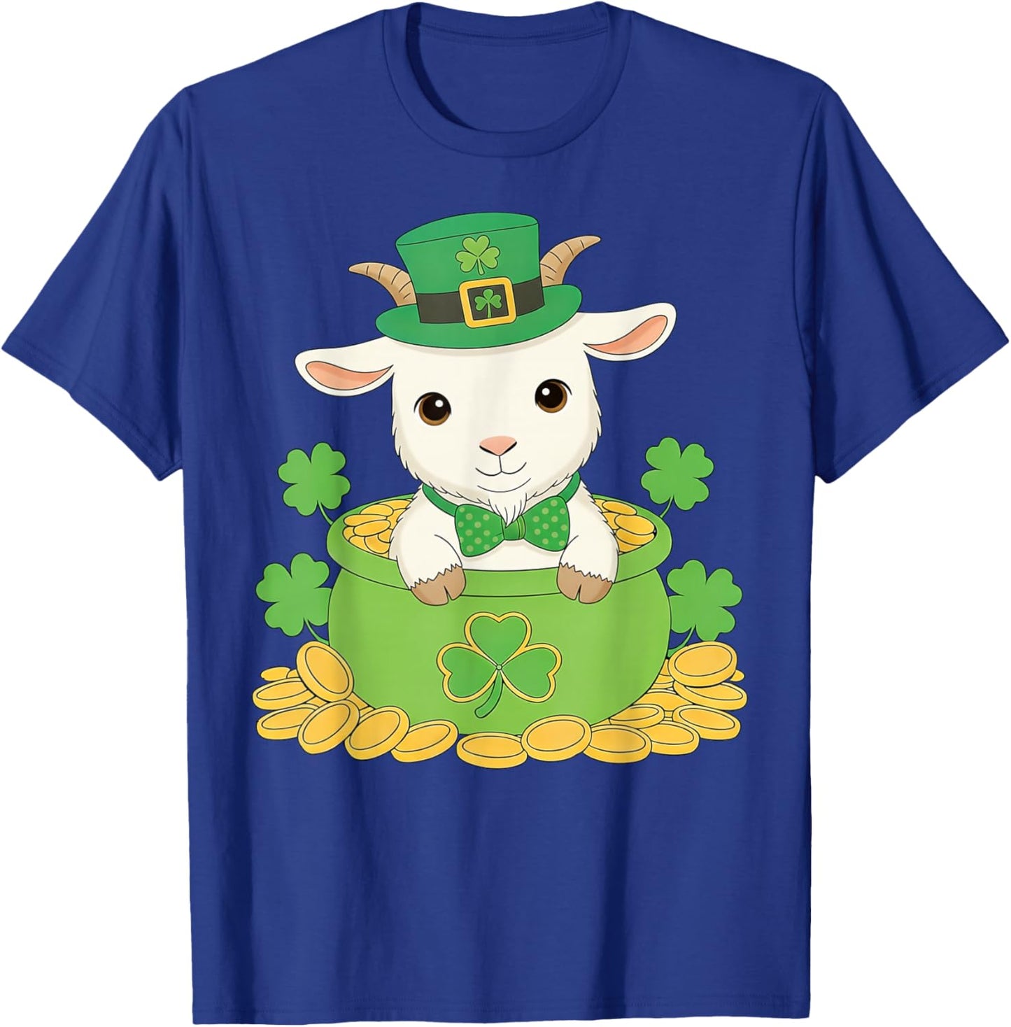 Goat Irish Shamrock Leprechaun Funny Goat St. Patrick’s Day T-Shirt - T-Shirt | Royal