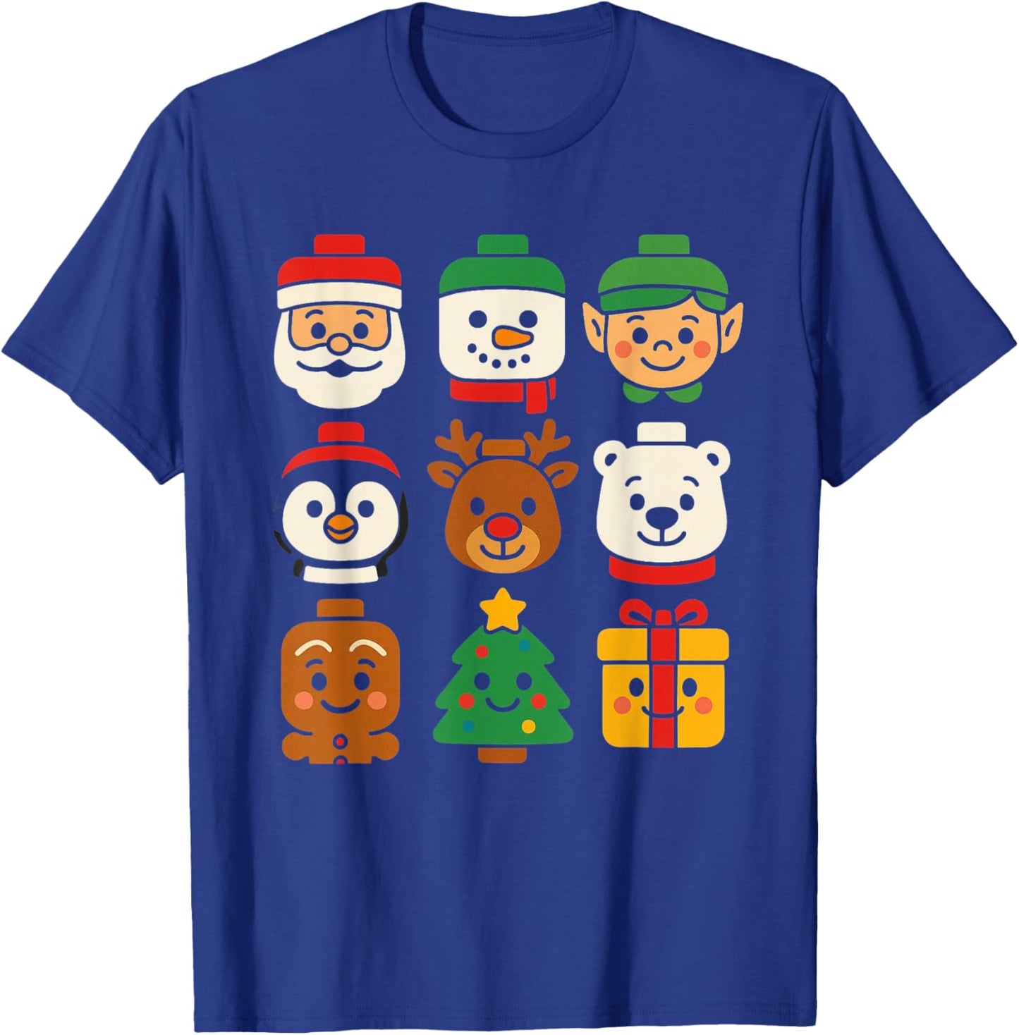Christmas Building Brick Santa Elf Snowman Xmas Boys Girls T-Shirt - T-Shirt | Royal