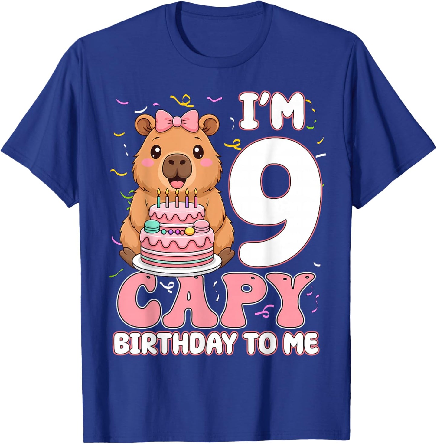 9 Years Old Capy Birthday to Me 9th Birthday Capybara Girl T-Shirt - T-Shirt | Royal