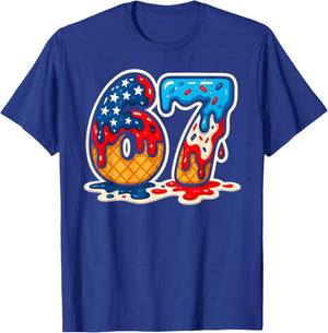 67 Ice Cream Drip Meme Funny Six Seven Gen Alpha Slang T-Shirt - T-Shirt | Royal