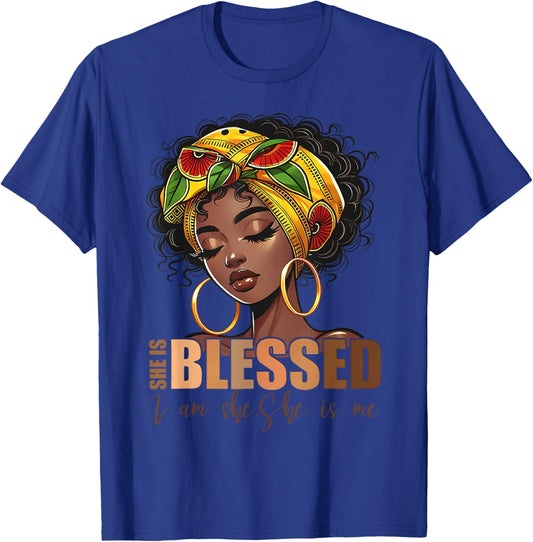 She is Me Strong Educated Blessed Black History Women Girls T-Shirt - T-Shirt | Royal