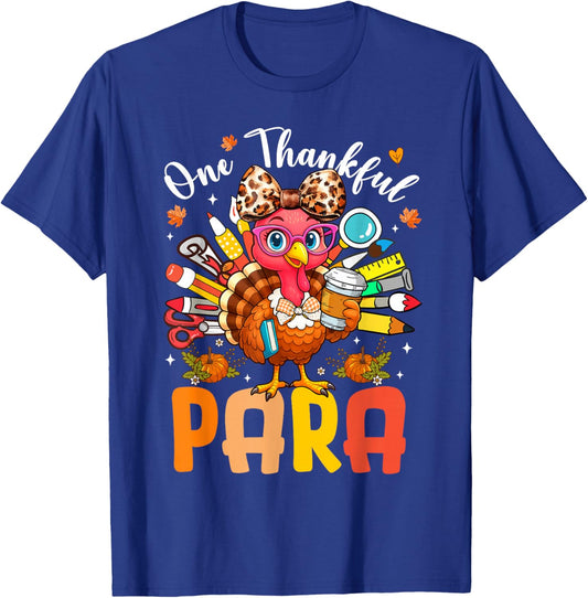 One Thankful Paraprofessional Thanksgiving Turkey Pencil T-Shirt - T-Shirt | Royal