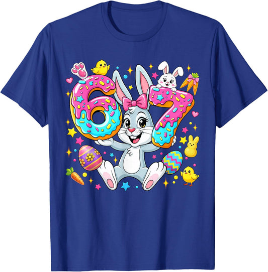 67 Six Seven Meme 6 7 Cute Rabbit Bunny Easter Day Girl Kids T-Shirt - T-Shirt | Royal