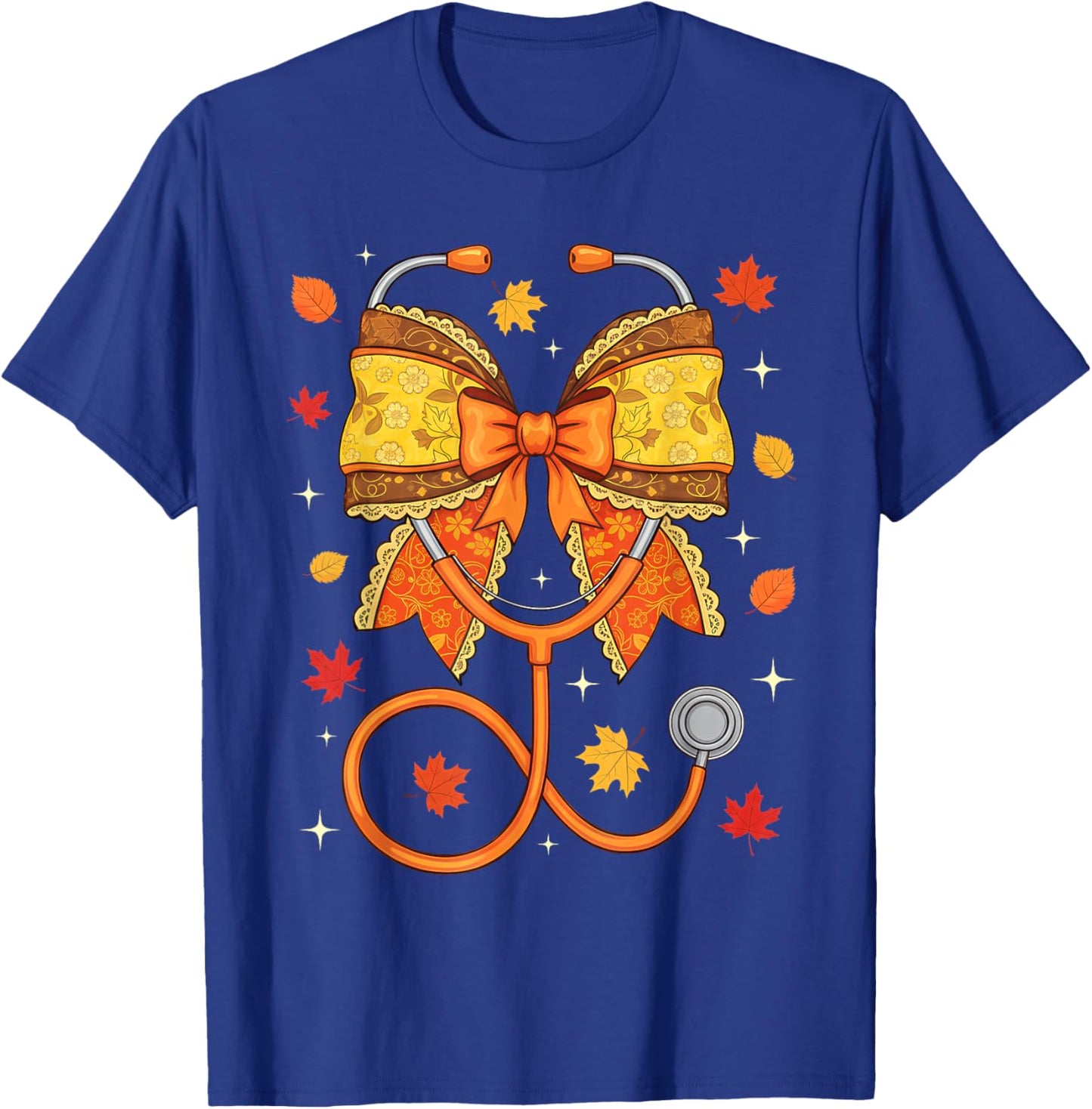 Nurse Life Stethoscope Fall Thanksgiving Scrub Top RN ICU ER T-Shirt - T-Shirt | Royal
