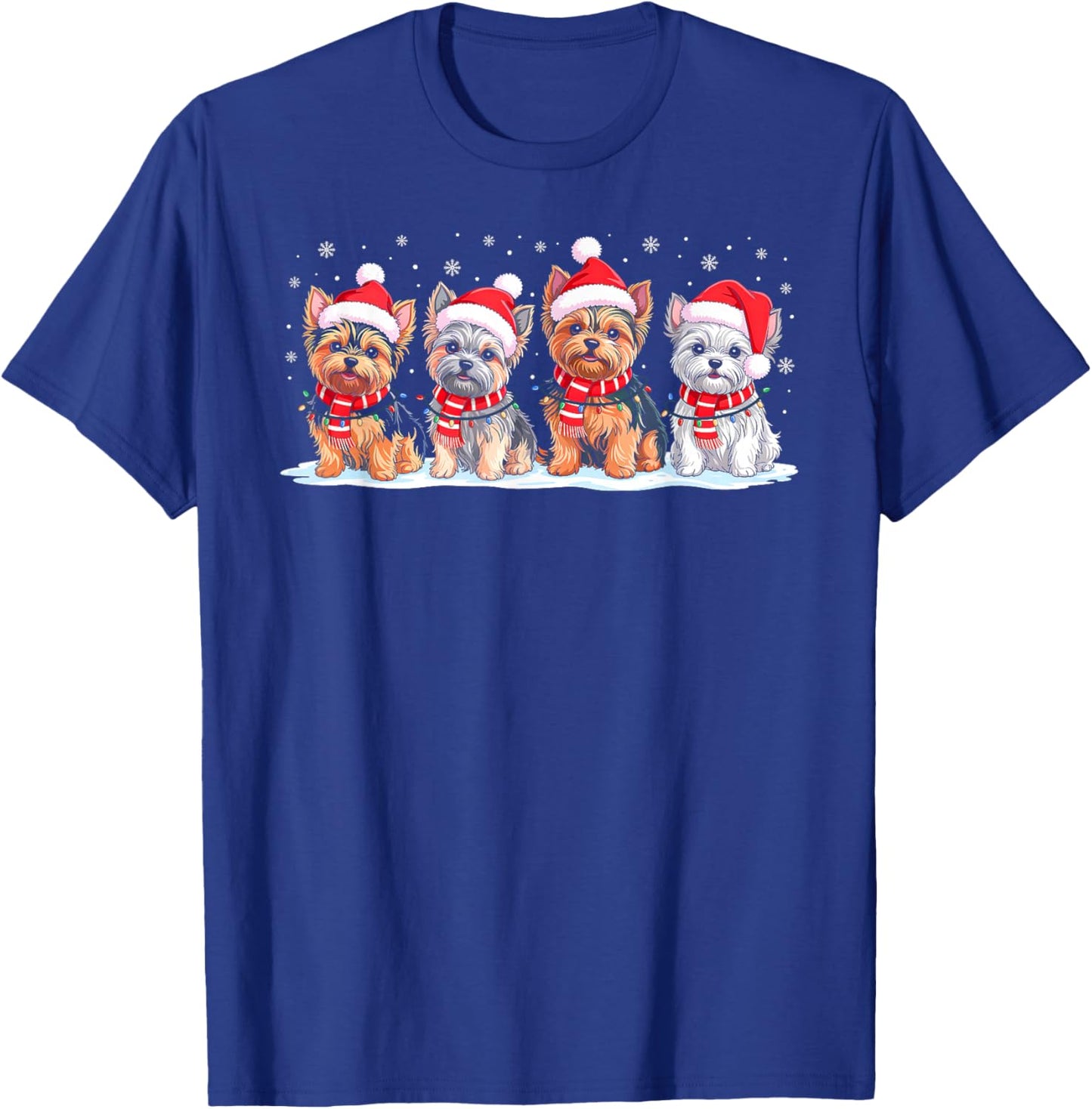 Shih Tzu Dog Christmas Pajamas Santa Hat Xmas Lights T-Shirt - T-Shirt | Royal