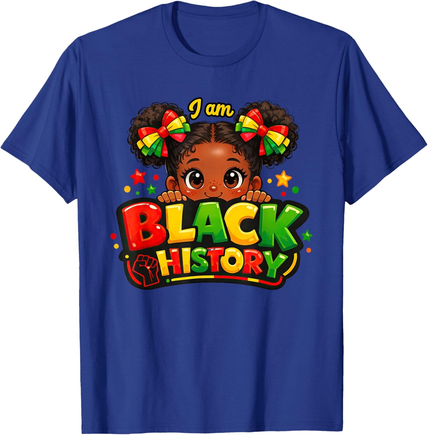 I-Am Black History Month Melanin African Pride Afro Girl Kid T-Shirt - T-Shirt | Royal