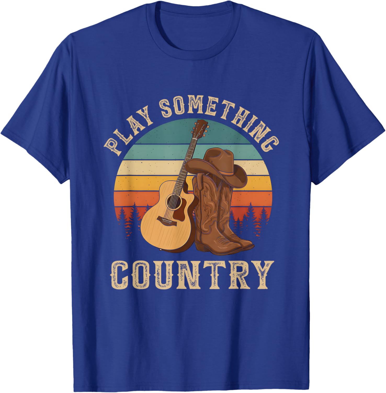 Vintage Cowboy Boots Western Rodeo Play Something Country T-Shirt - T-Shirt | Royal