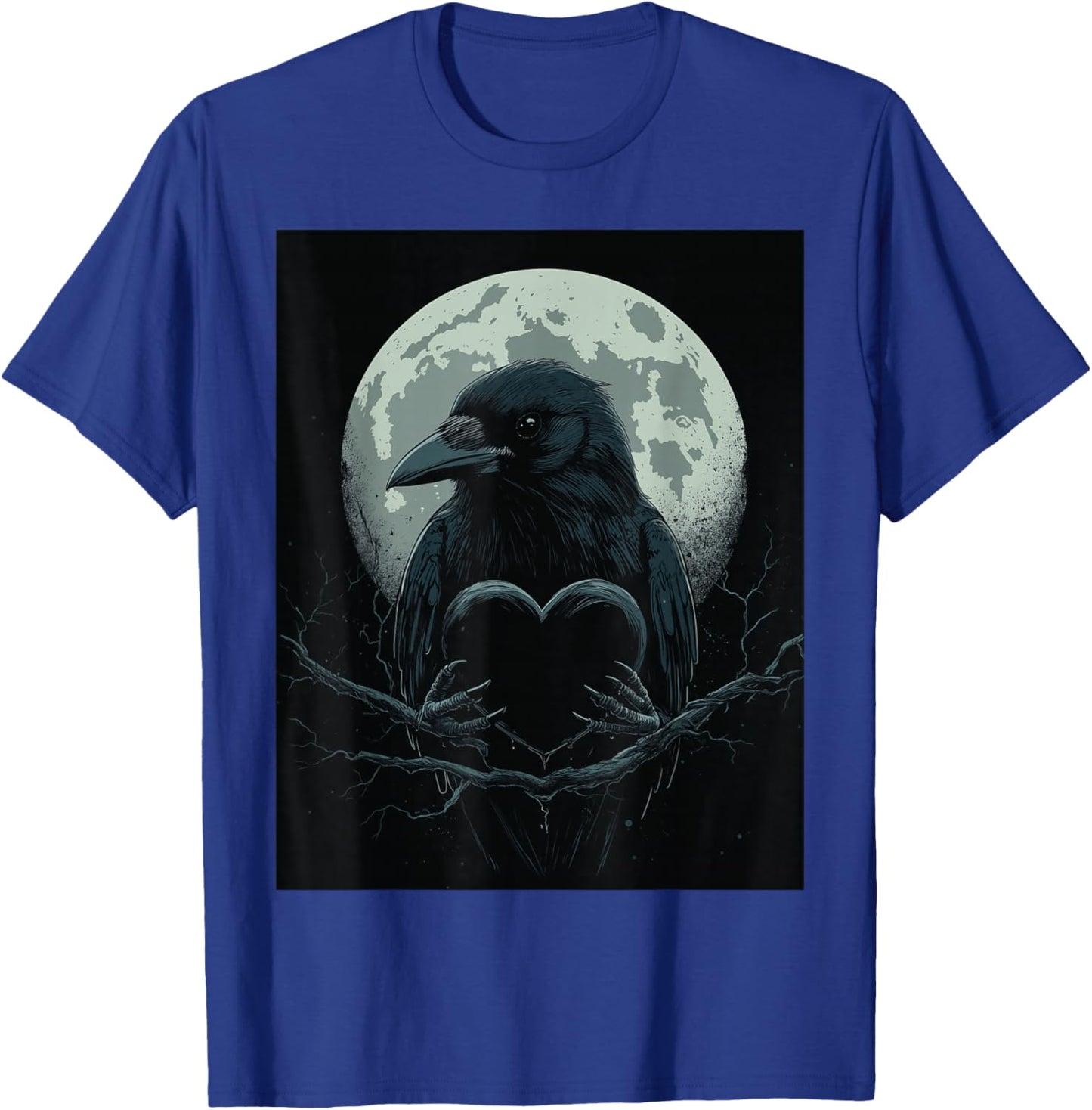 Raven Heart Men Moon Black Gothic Women Black Crow T-Shirt - T-Shirt | Royal