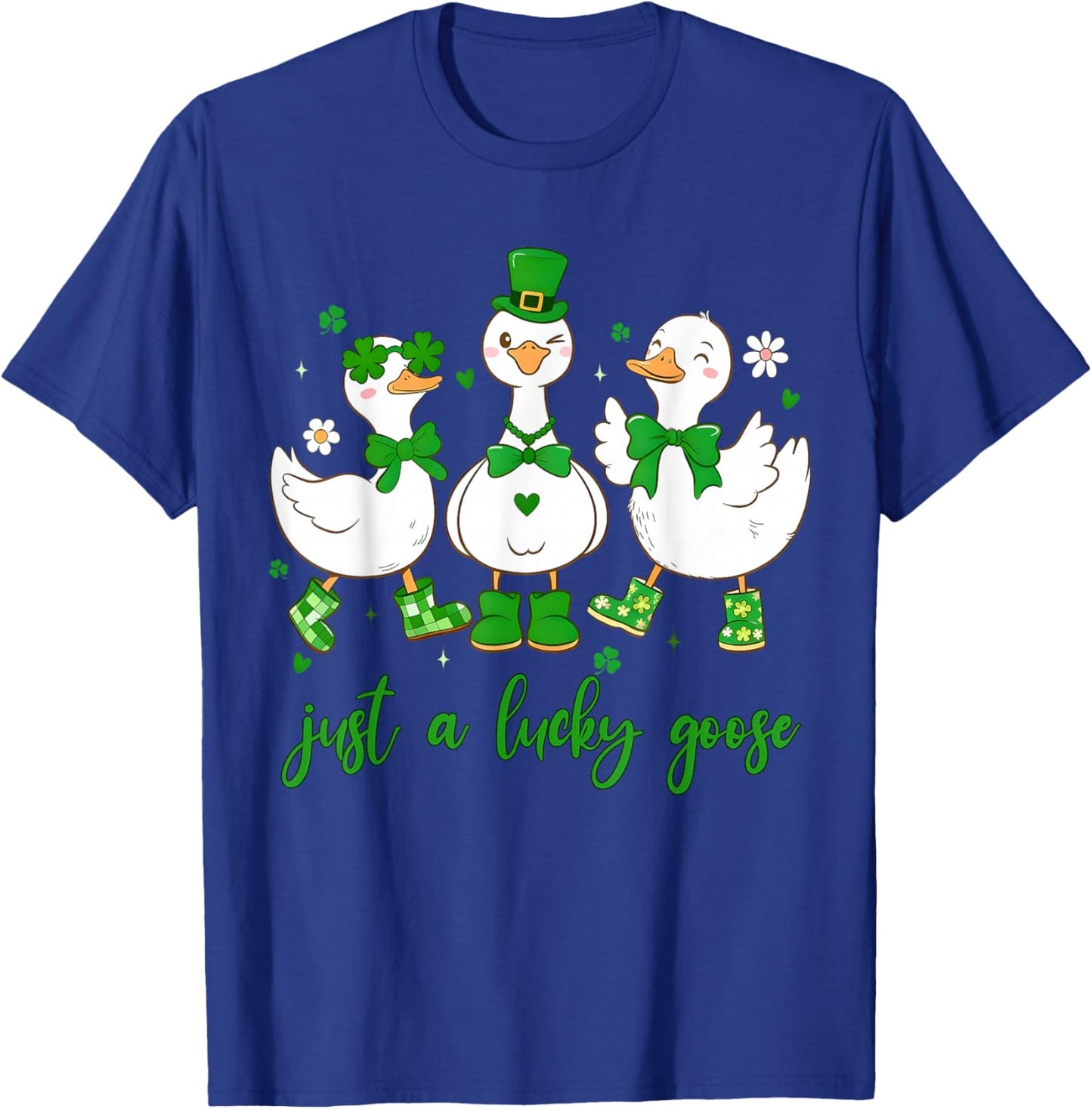 St Patricks Day Just A Lucky Goose Cute Women Kids T-Shirt - T-Shirt | Royal