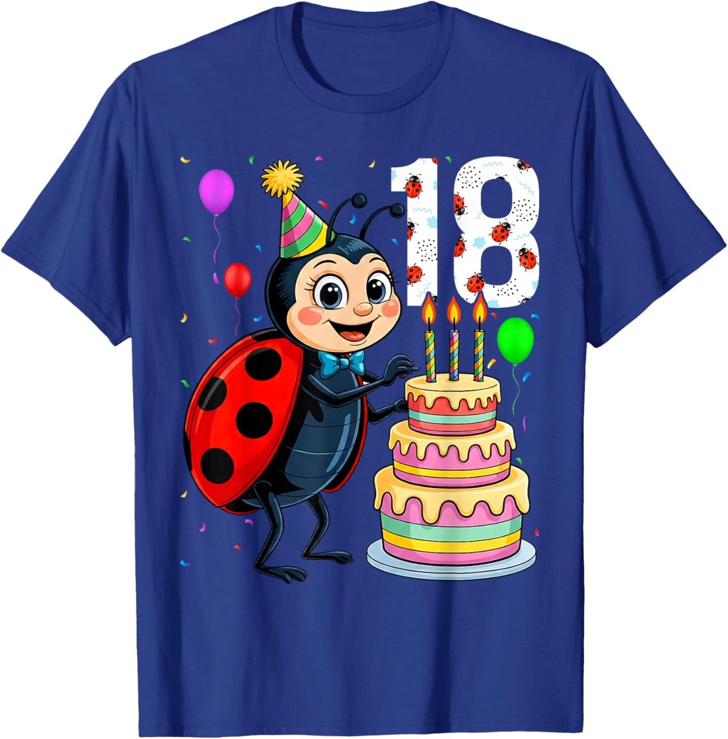 18 Year Old Funny Ladybug 2008 18th Birthday Girl Family T-Shirt - T-Shirt | Royal