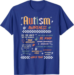Autism Awareness World Tour Be Kind Acceptance is A Choice T-Shirt - T-Shirt | Royal