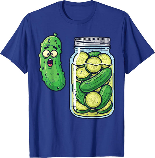 Shocked Pickle Jar Funny Meme Food Humor Men Women Kids T-Shirt - T-Shirt | Royal