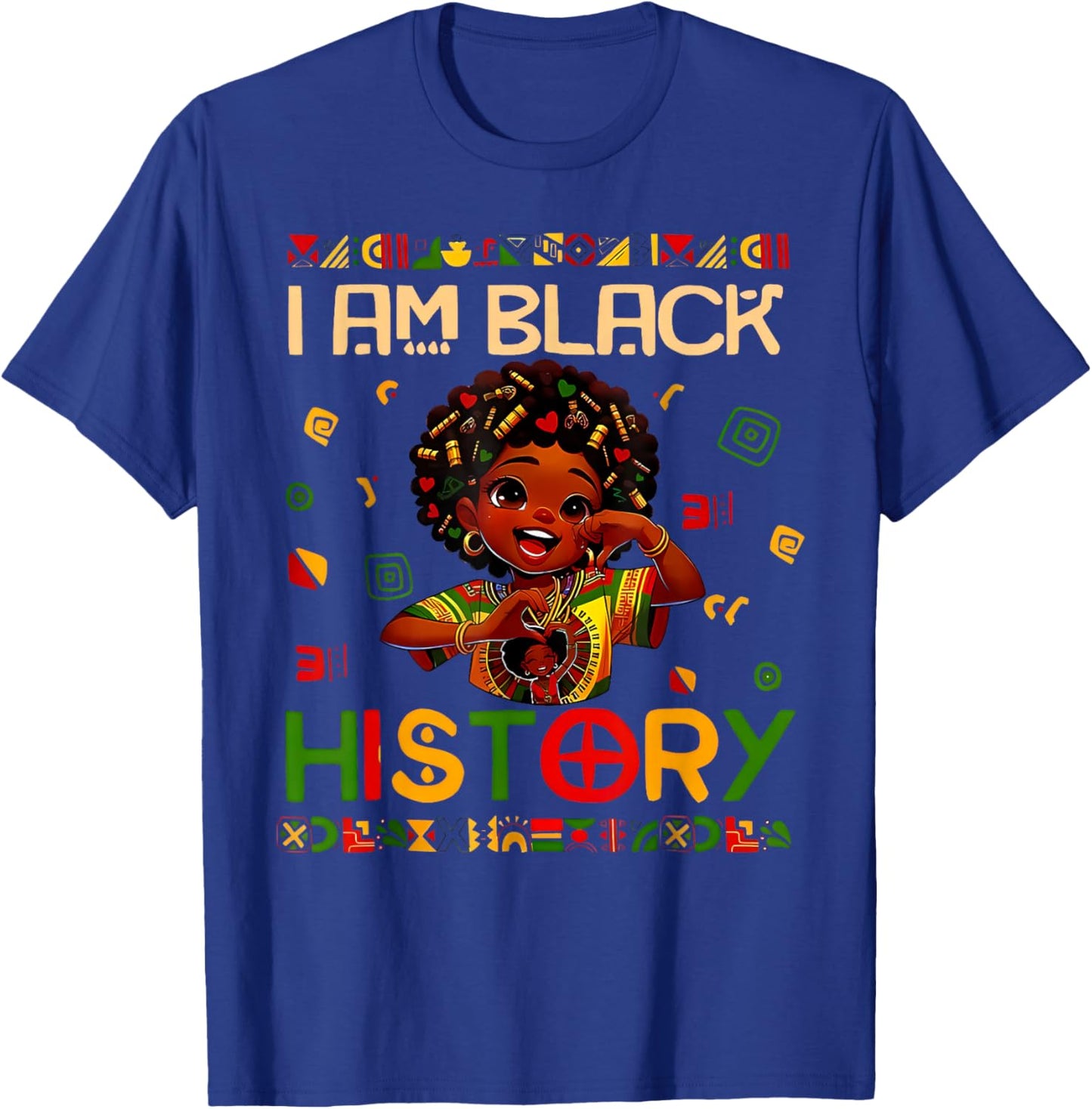 I Am Black History African American Girl Black History Month T-Shirt - T-Shirt | Royal