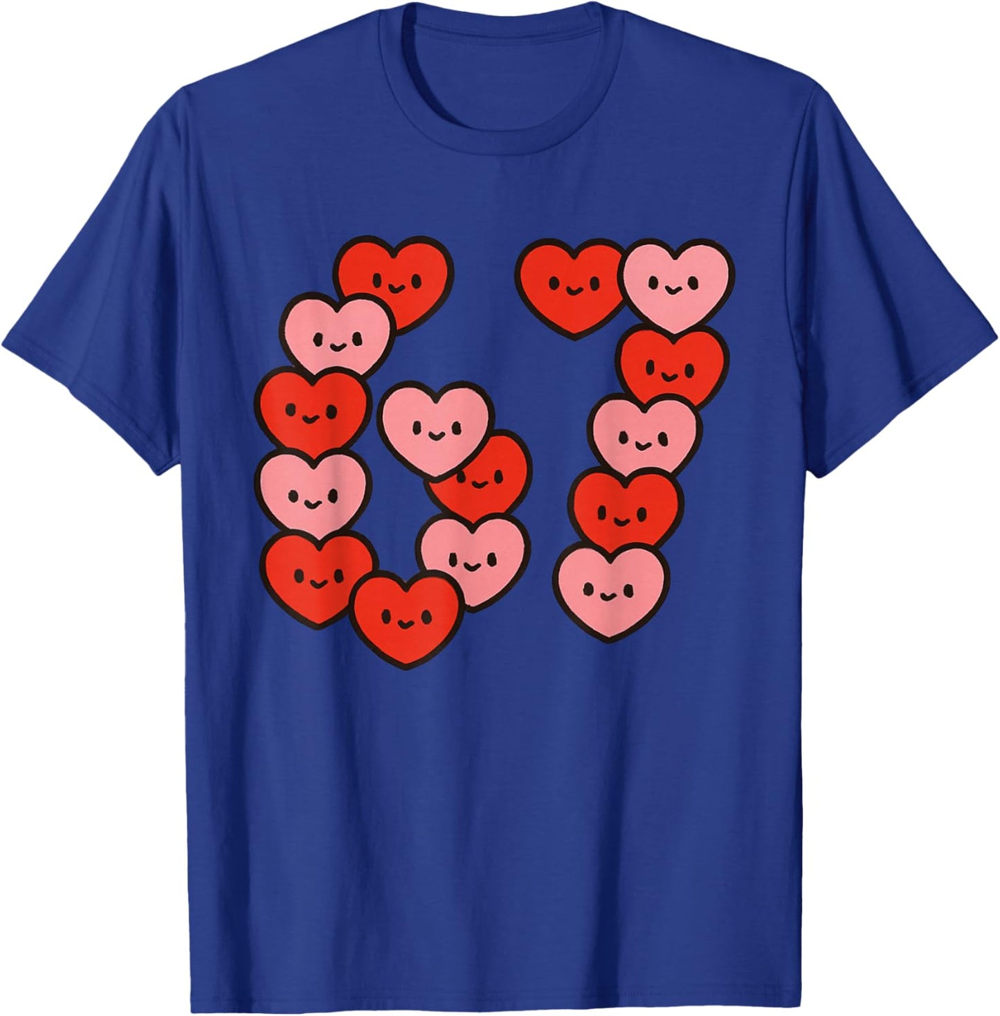 67 Valentine Hearts Funny Six Seven Meme Women Girls Kids T-Shirt - T-Shirt | Royal