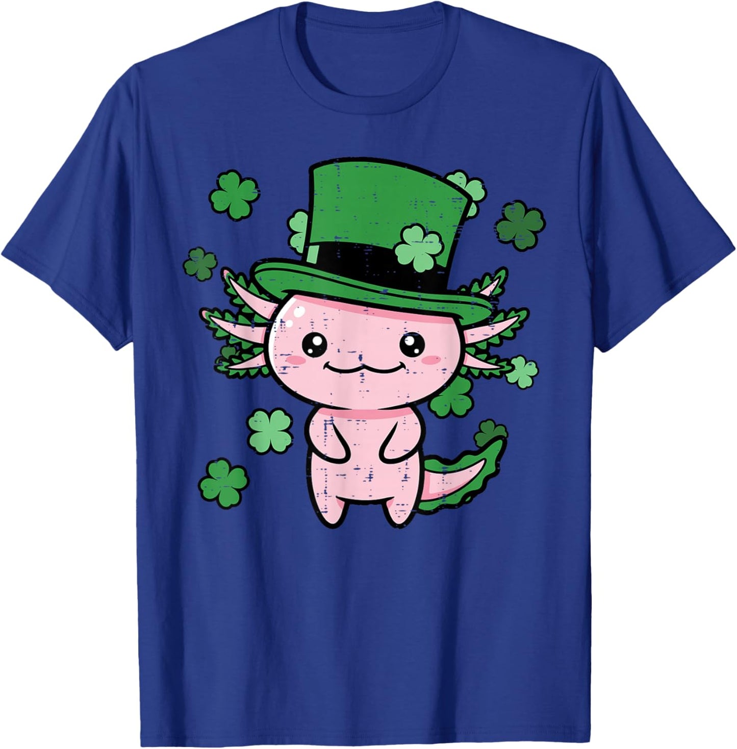 St Patricks Day Axolotl Top Hat Saint Paddys Kids Women Men T-Shirt - T-Shirt | Royal