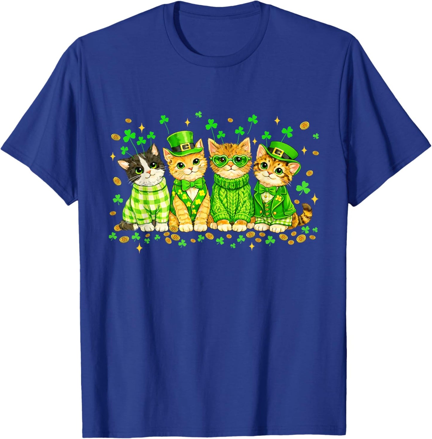 Happy St Patricks Catricks Day Cats Saint Pattys Women Girls T-Shirt - T-Shirt | Royal