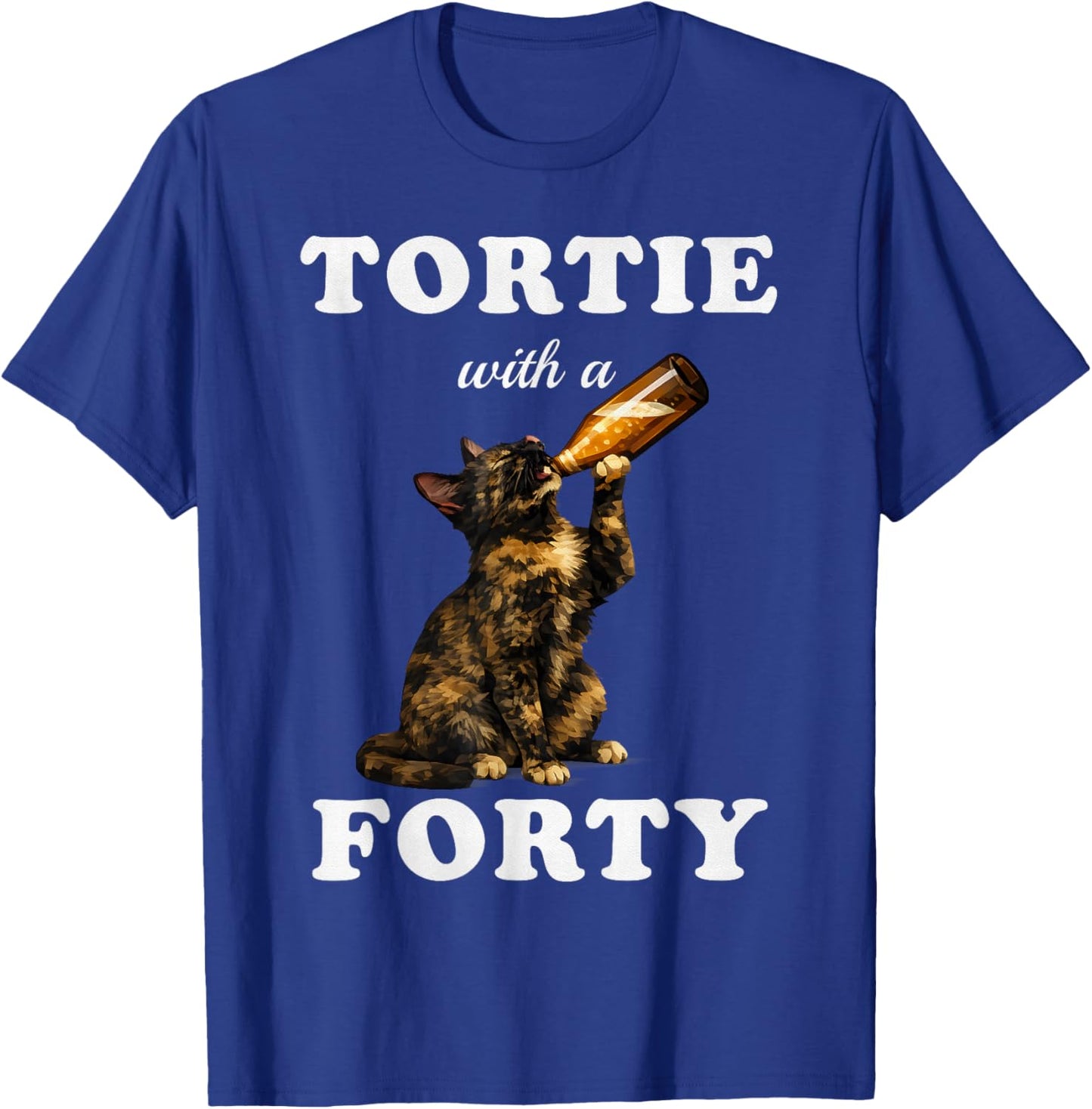 Funny Tortie Cat Drinking Beer Tortoiseshell Mom Dad Pet T-Shirt - T-Shirt | Royal