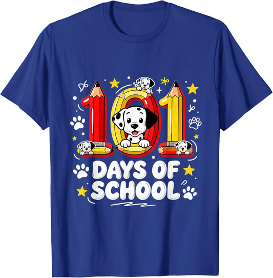 101 Days of School Cute Puppy Classroom Design T-Shirt - T-Shirt | Royal