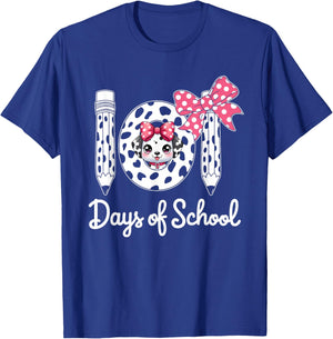 Happy 101 Days School Cute Dog 100 Days Smarter Student Kids T-Shirt - T-Shirt | Royal