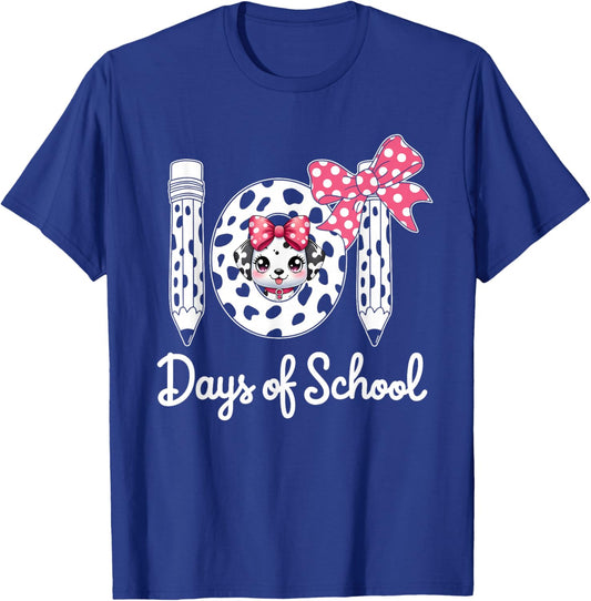 Happy 101 Days School Cute Dog 100 Days Smarter Student Kids T-Shirt - T-Shirt | Royal