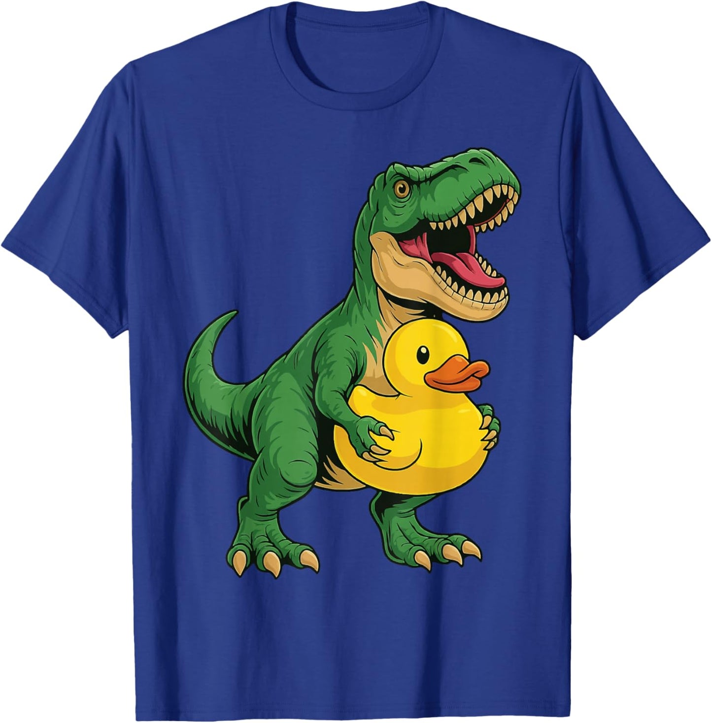 T-Rex Holding Rubber Duck Dinosaur Kids T-Shirt - T-Shirt | Royal