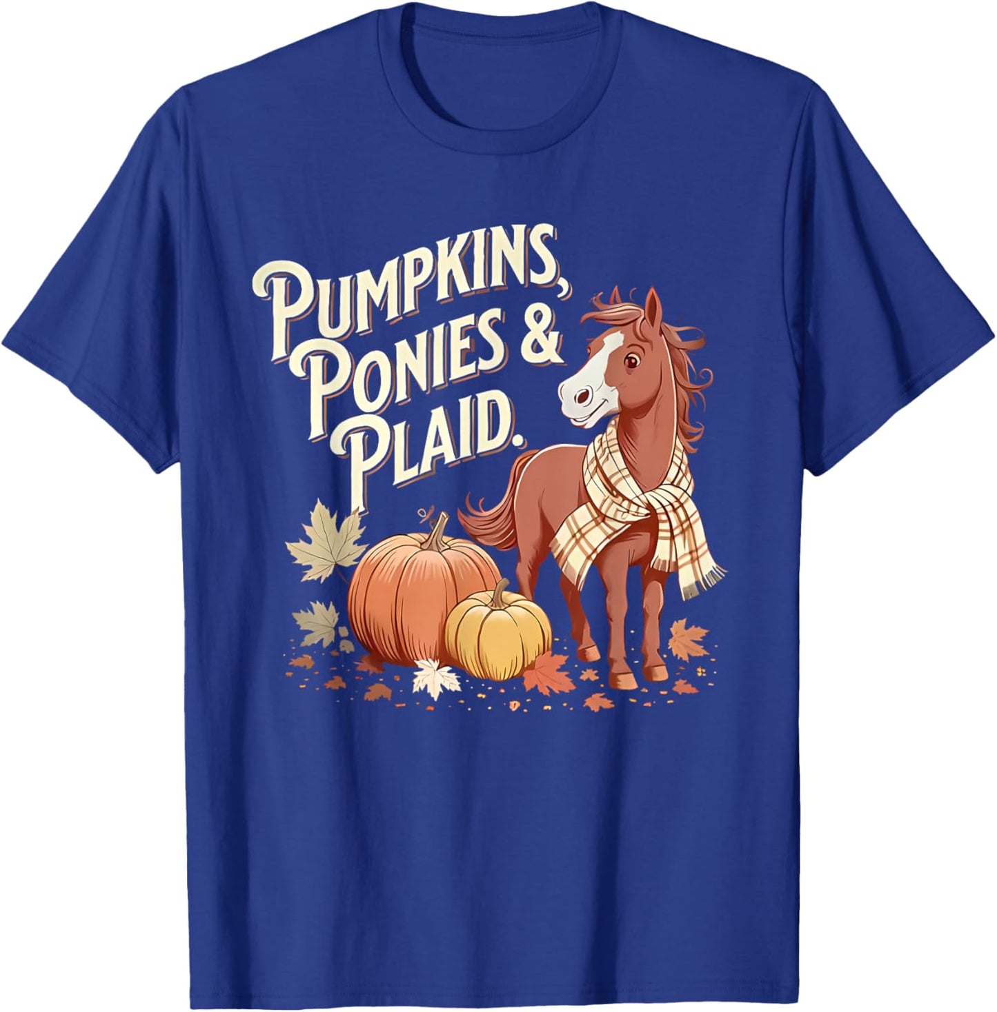 Pumpkins Ponies & Plaid T-Shirt - T-Shirt | Royal