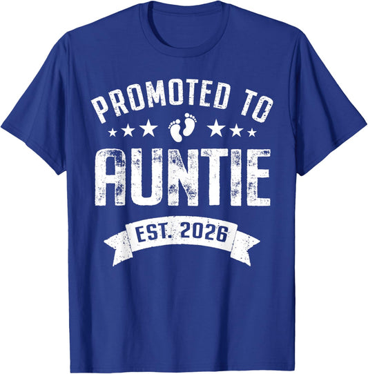 Promoted to Auntie Est. 2026 Soon to Be Aunt Mother's Day T-Shirt - T-Shirt | Royal
