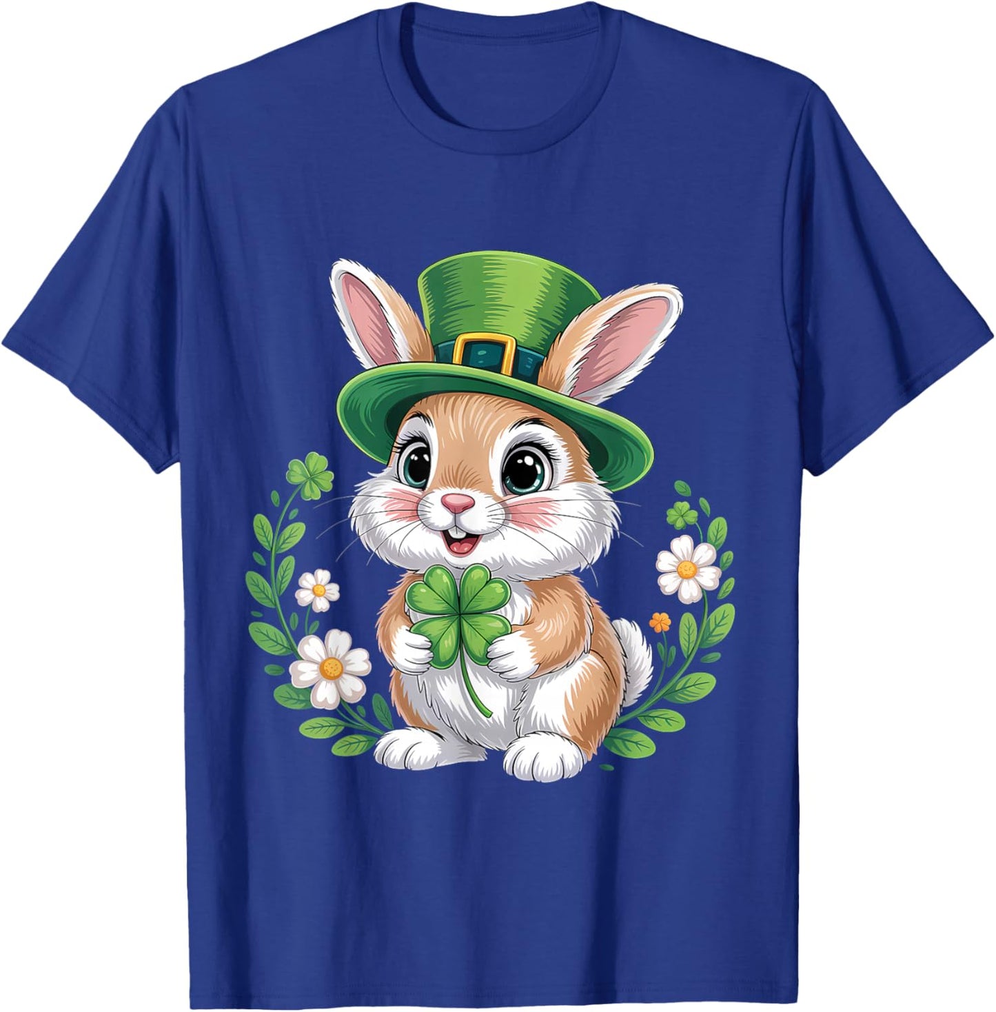 St Patricks Day Bunny Clover T-Shirt - T-Shirt | Royal