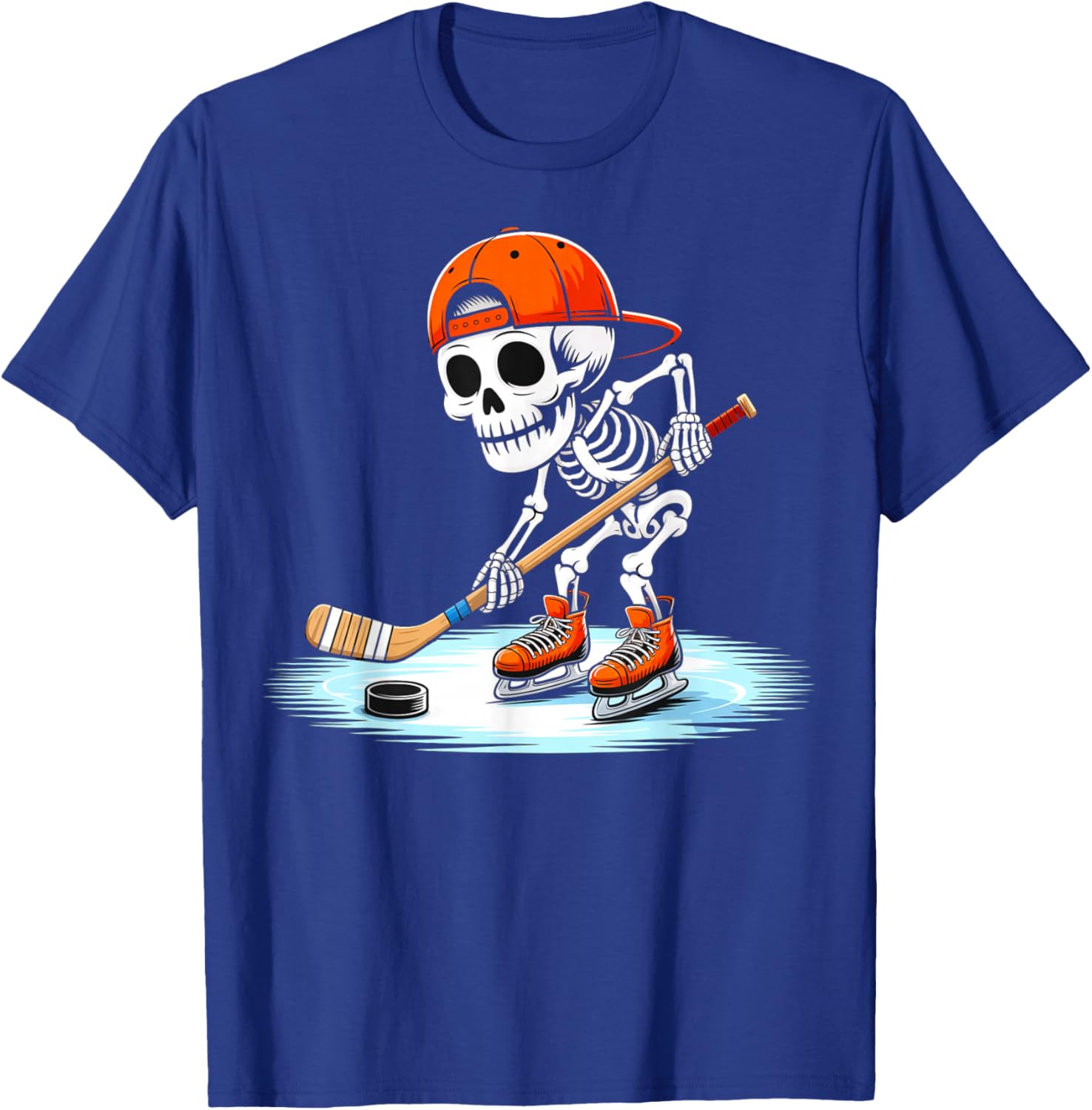 Skeleton Ice Hockey Halloween Costume Gift Boys Kids T-Shirt - T-Shirt | Royal