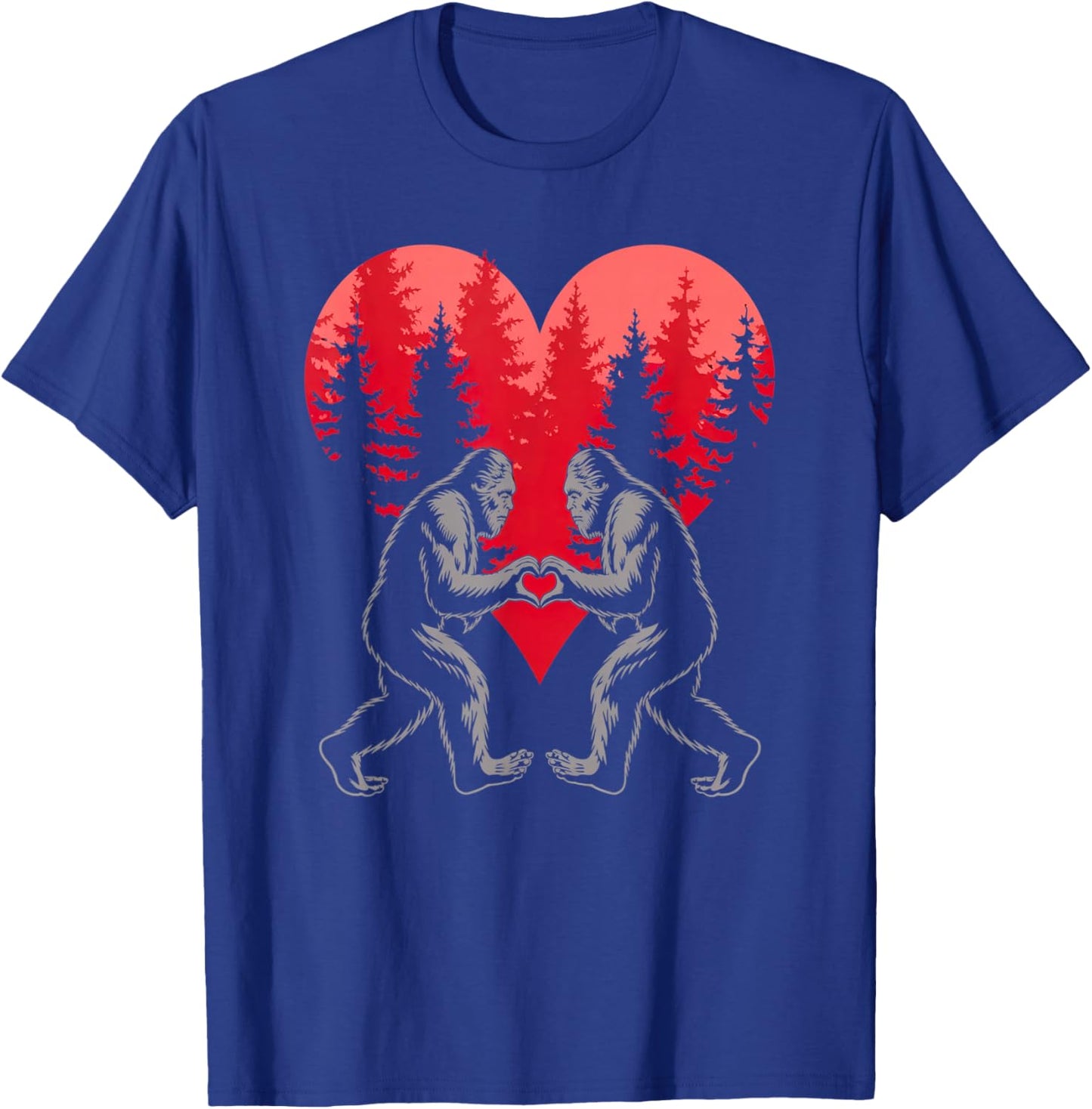 Bigfoots Heart Happy Valentine's Day Sasquatch Love Funny T-Shirt - T-Shirt | Royal