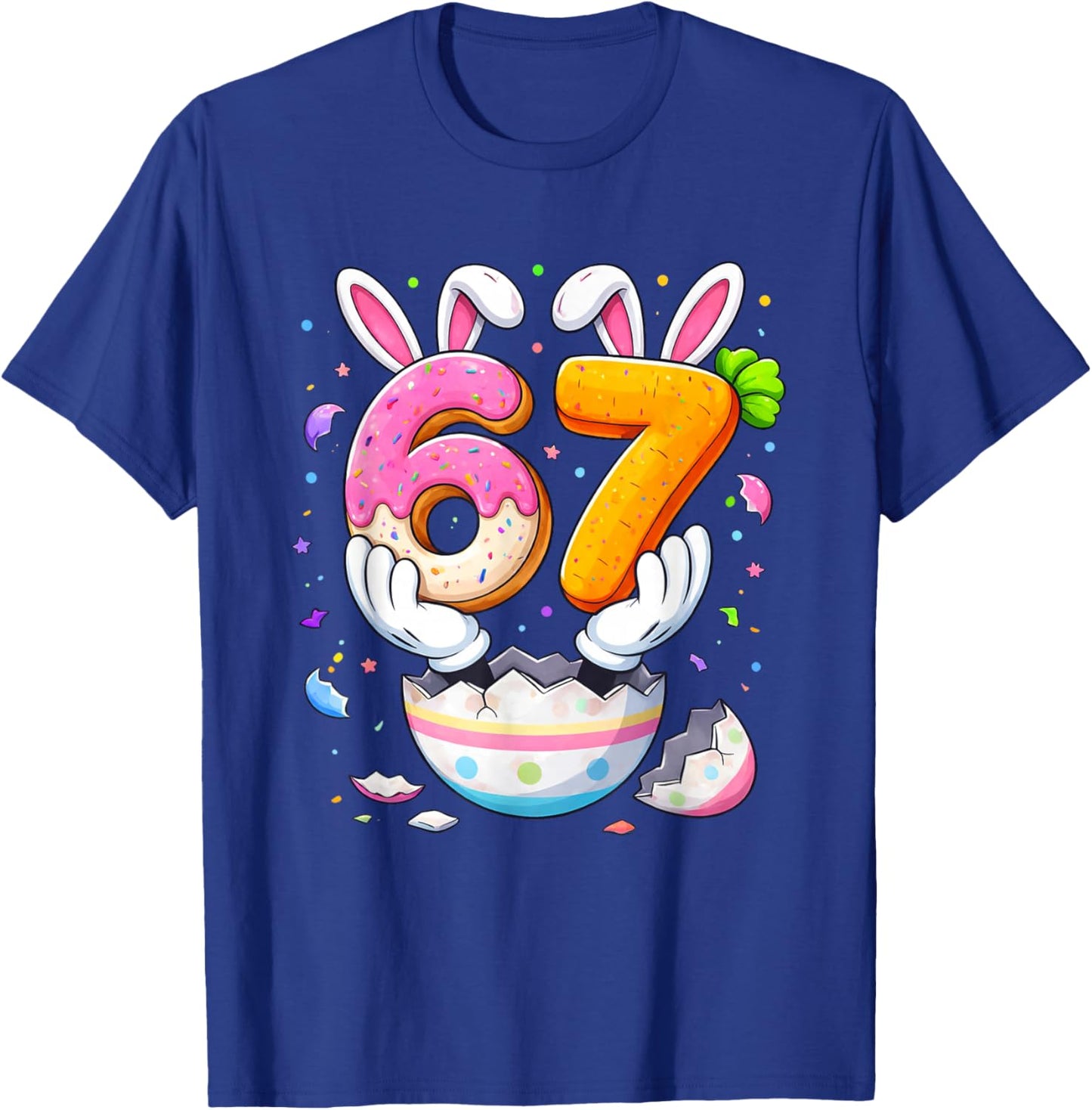 Boys Girls Easter Eggs Funny Bunny Six Seven 67 Memes 6 7 T-Shirt - T-Shirt | Royal