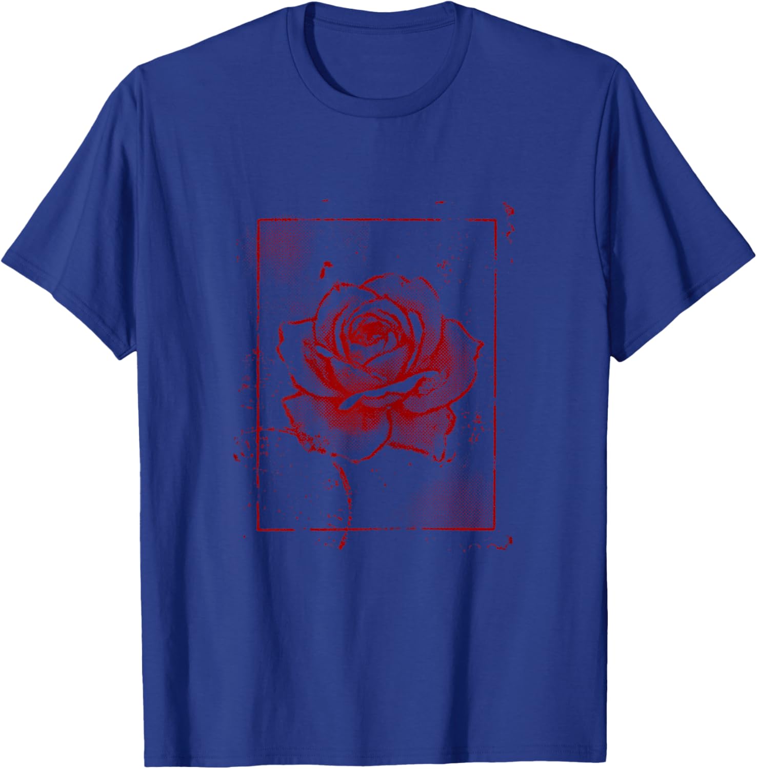 Grunge Red Rose Vintage Floral Distressed Graphic Women Girl T-Shirt - T-Shirt | Royal