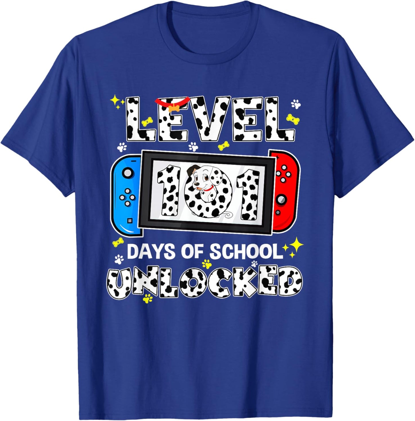 Level Unlocked 100 Days of School 101 Days Game Controller T-Shirt - T-Shirt | Royal