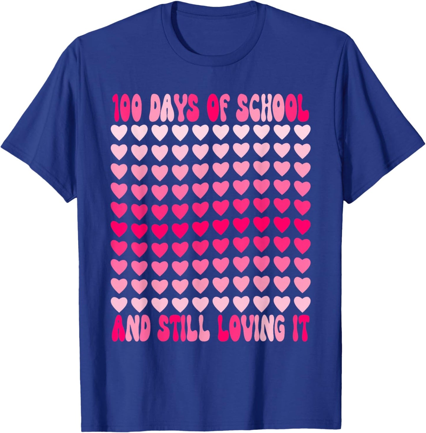 100 Days of School and Still Loving It Heart for Kids Girls T-Shirt - T-Shirt | Royal