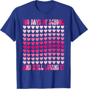 100 Days of School and Still Loving It Heart for Kids Girls T-Shirt - T-Shirt | Royal