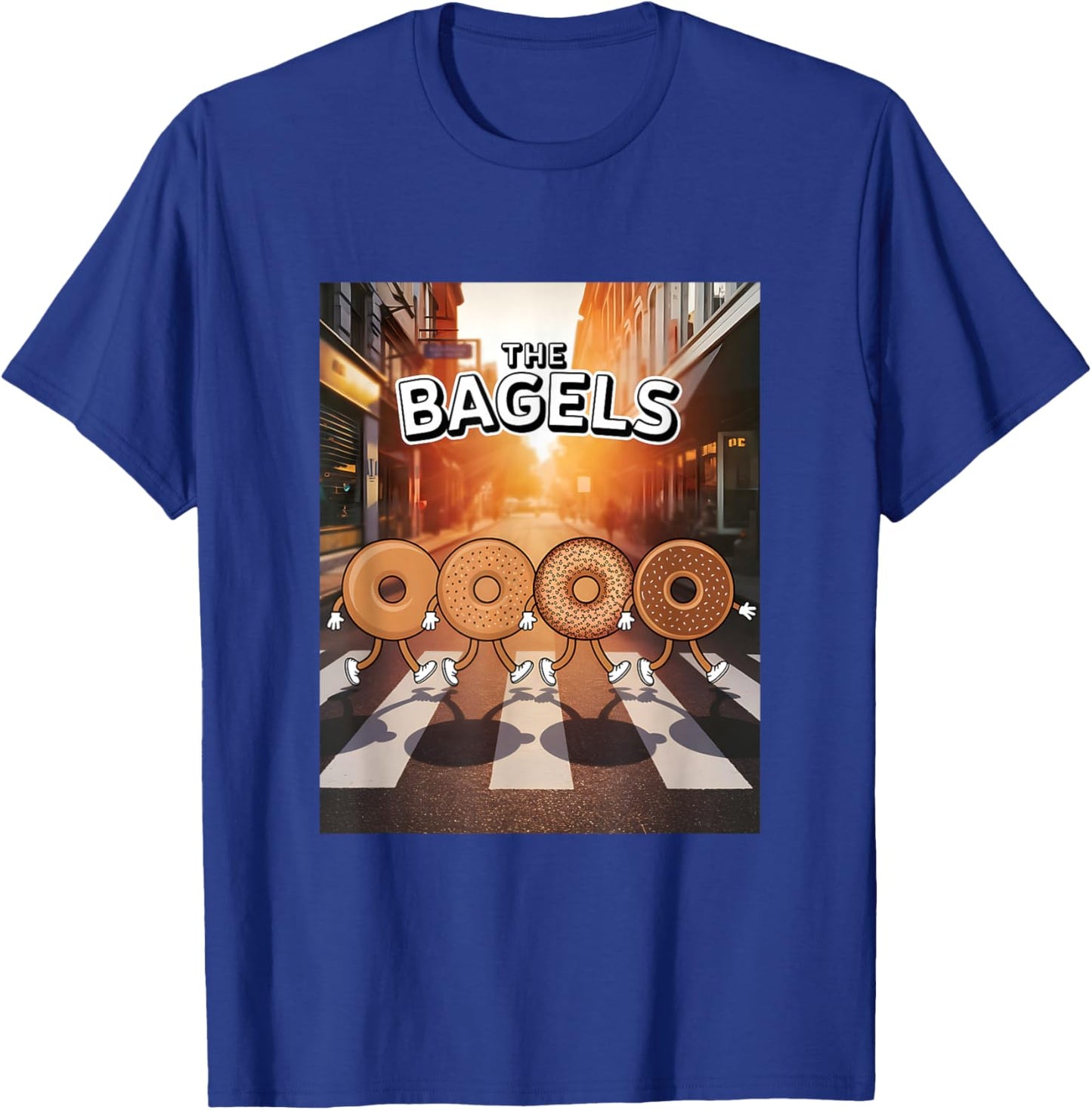 The Bagels Funny Bagel Parody Breakfast Food Cartoon T-Shirt - T-Shirt | Royal