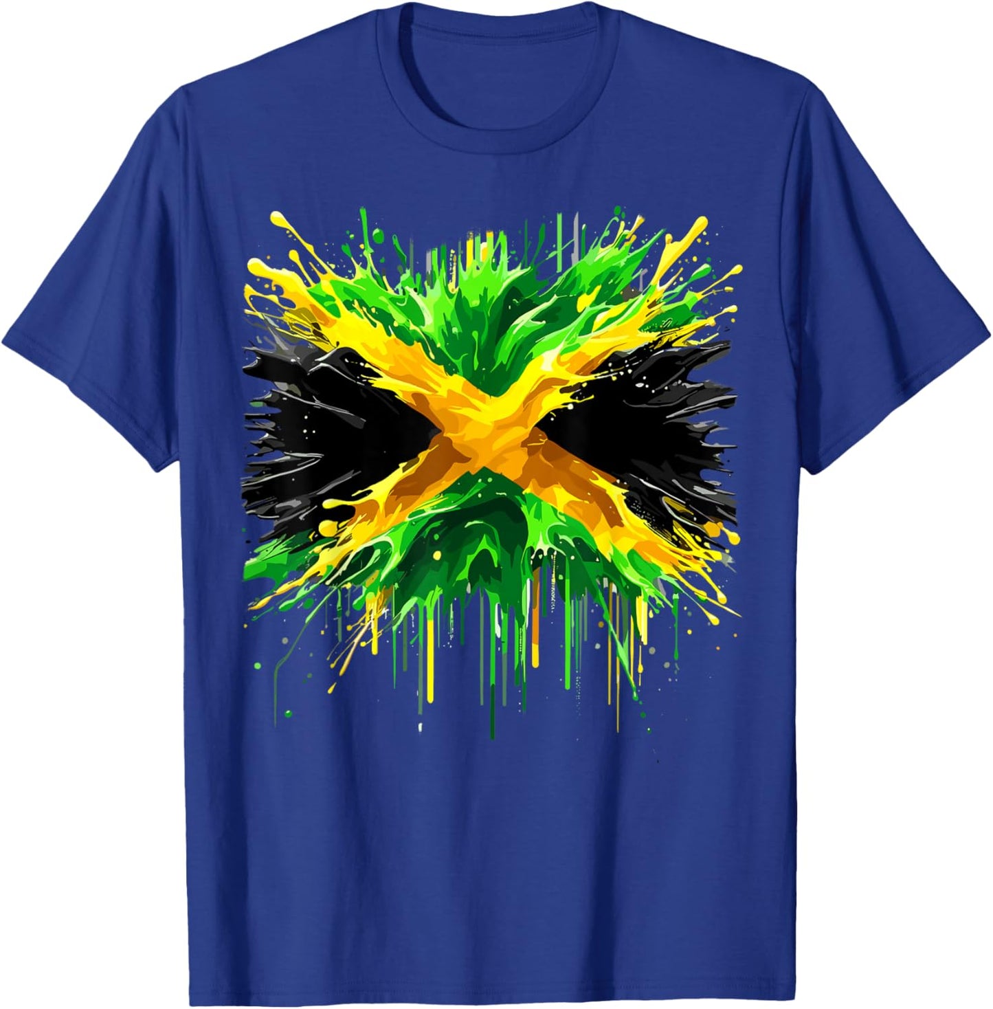 Jamaican Flag Splash Jamaica T-Shirt - T-Shirt | Royal