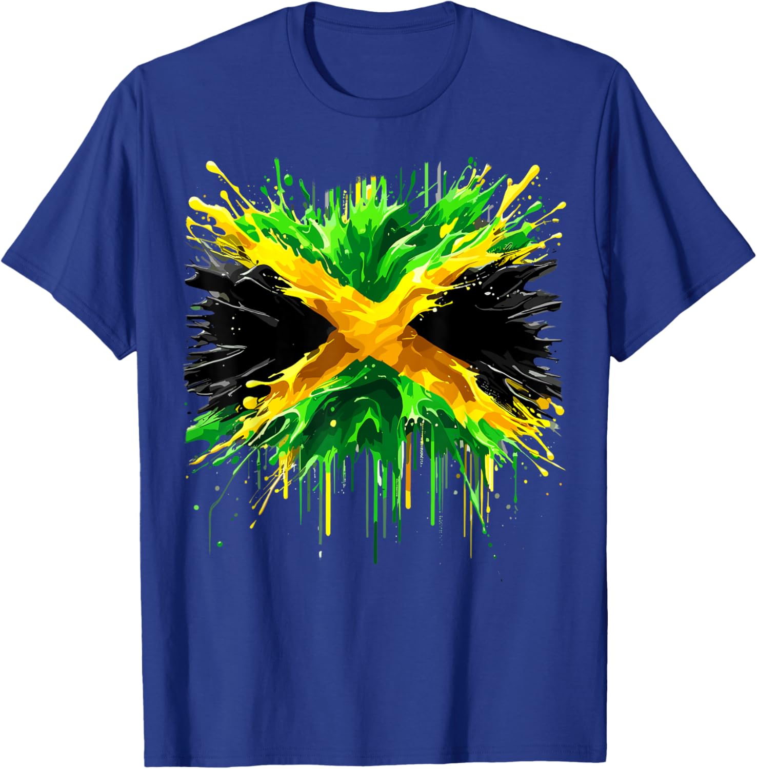 Jamaican Flag Splash Jamaica T-Shirt - T-Shirt | Royal